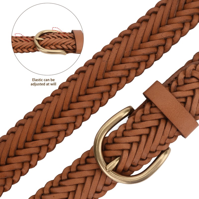 Woven Belts for Women Dresses Jeans Pants 1.2" Trendy Genuine