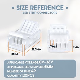 Innfeeltech 20 Pcs Strip Connector Wire Quick Connector for 8MM 4 Pin LED Light, Strip Cable to LED Light Srtip