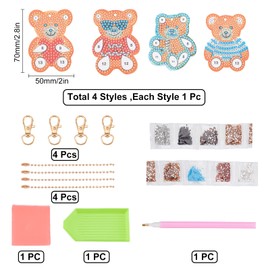 SUNNYCLUE Bear Diamond Art Painting Keyrings Bear 5D Diamond Art Painting with Resin Rhinestone Keychain Kits for Adult Beginner Bag Backpack Keyring Mosaic Making