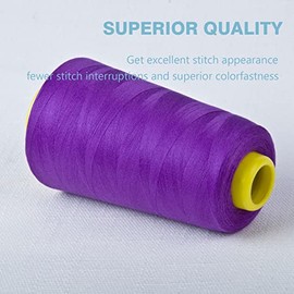 Purple Serger Thread All-Purpose for Sewing, Polyester, 4 Cones of 3000 Yards Each Spool Thread for Sewing Machine