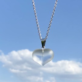 Jewelry for Teen Girls - I Love Good Vibes Series - Heart Necklace - Sea Glass Jewelry - Trendy Hawaiian Style Crystal Charm - Positive Energy Amulet - Cute Beach Glass Gifts - Pastel White