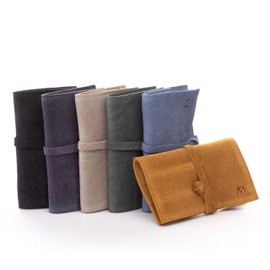 GERMANIKURE 4pc Mini Professional Manicure Set in Black Suede Case - FINOX Stainless Steel Tools Made in Solingen Germany, Glass Nail Care Supplies Made in Czech Republic