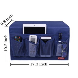 Zafit Bedside Storage Organizer - 6 Pockets, Table Cabinet Organizer Caddy for Remotes, Phone, Glasses (Blue)