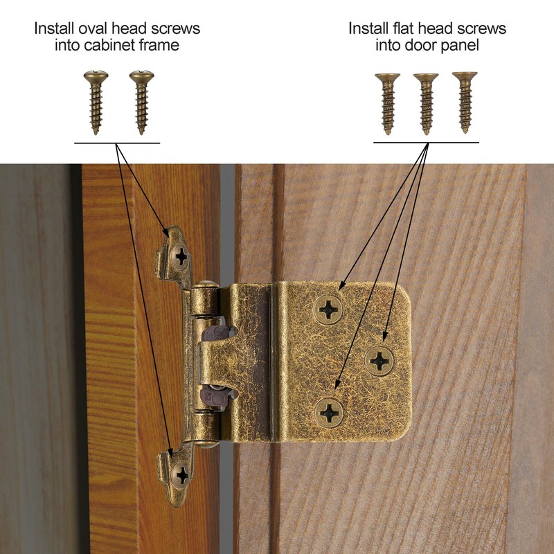 Vallecloud 10 Pack (5 Pair) 3/8" Inset Antique Brass Self