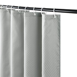 Furlinic Shower Curtain 71x60 Waterproof Mould Resistant Grey Weighted Fabric Curtains for Bathtub Bathroom Wetroom 150x180cm Set with 10 ADS Hooks.