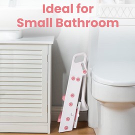 Primlect Potty Training Seat, Upgrade Foldable Step Stool for Bathroom, Toddler Toilet Attachment, Adjustable Height, Handles on Top of The Ladder, Easy to Carry and Climb, Boys and Girls 1-3 （Pink）