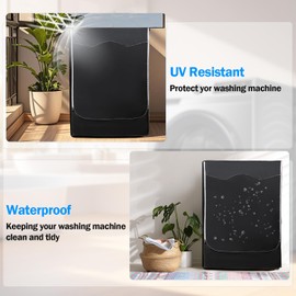 Cozary Washing Machine Cover, Waterproof, 420D Oxford Washing Machine Cover with Zip, UV Protection, Dustproof, Waterproof Cover for Washing Machine and Dryer, 60 x 65 x 85 cm