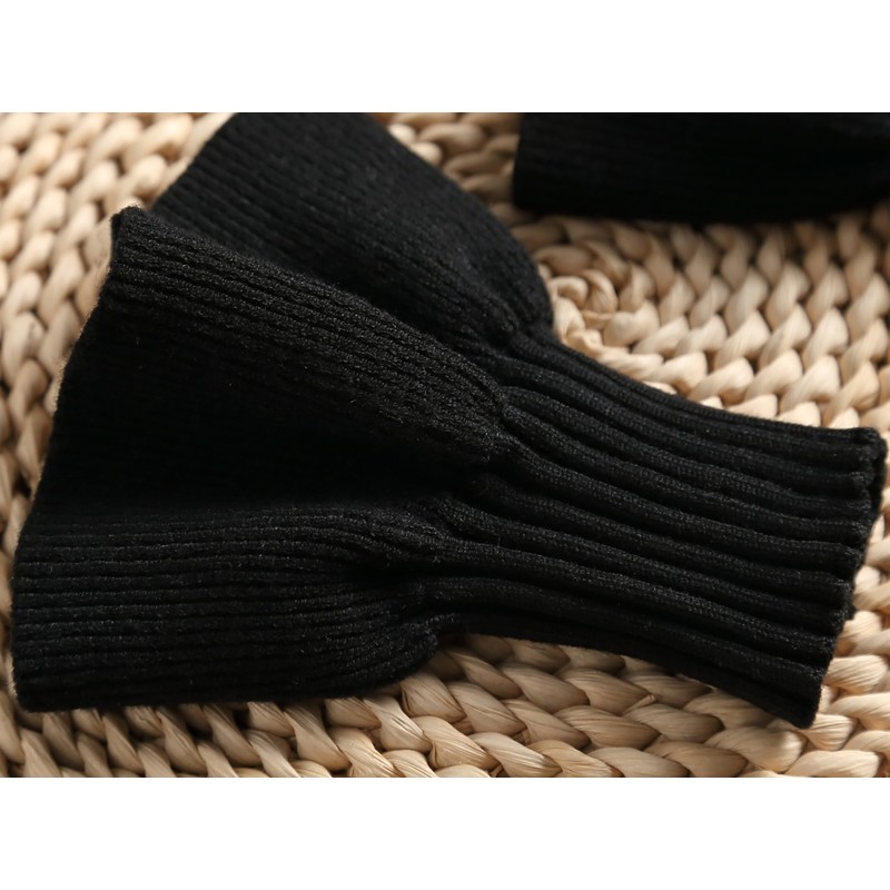 SUZALA Removable Wrist Cuffs False Sleeves for Women Teens, Knitting-black