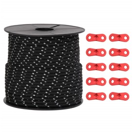 vidaXL Tent Lead, Tent Cord with Rope Tensioners, Guy Rope, Reflective for Tent Camping, Guy Rope, Camping Rope, Polypropylene, 50 m, 4 mm