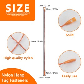 Renashed - 1500 cuerdas de nailon para colgar de 8 pulgadas, con cierre a presión, para etiquetas de ropa, etiquetas de precio, etiqueta de equipaje, cierre a presión para zapatos, 15 colores