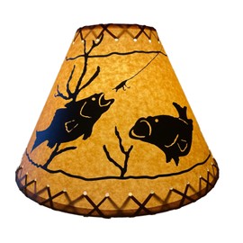 Rustic Oiled Kraft Laced Fish Lamp Shade - 14"