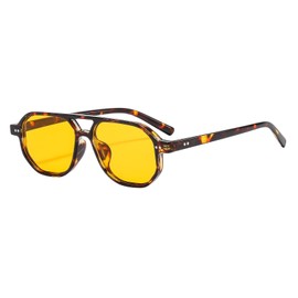 YAMEIZE Retro Pilot Sunglasses for - Women Men Classic Double Bridge Vintage Style Sunglasses UV400 Protection Square Eyewear Driving