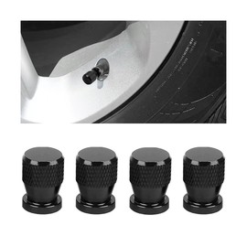 BELOMI Car Tire Valve Stem Caps, 4PCS Leak Proof Aluminum Alloy Vehicle Air Cover, Dust Proof Airtight Automotive Wheel Protector Accessories, Universal for SUV, Truck, Motorcycles (Black)