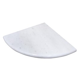 Jusmioke White Marble Corner Shower Shelf, 9 Inch Stone Corner Shelves for Bathroom Wall Mounted Both Sides Polished (1)