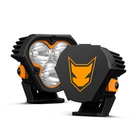 LIGHTFOX 3 Inch LED Pod Lights, 2 PCS 6472LM 15° Spot Beam Light with Dual Color Spot&Flood Lens Covers, IP68 Die-cast Aluminum Off-Road Triangle Driving Lights with Anti-corrosion Coating for 4x4 4WD