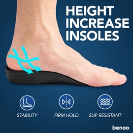 Heel Lift (1 Inch) Height Increase Insoles for Men, Half Shoe Lift Insert, Comfortable Instant Height Boost (Mens 10-11.5)