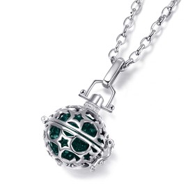 Morella Women’s Guardian Angel Necklace, Stainless Steel, 70 cm, with Spiral and Zirconia Melody Ball Pendant, Comes in Jewellery Bag, Stainless Steel