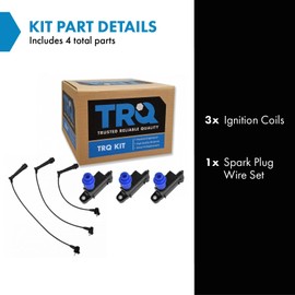 TRQ Ignition Coil and Spark Plug Kit 4 Piece Compatible with 1998-2005 Lexus GS300 2001-2005 IS300 1998-2000 SC300 1998 Toyota Supra