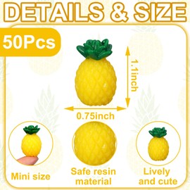 Simgoing 50 Pcs Mini Resin Pineapples Tiny Pineapple Figurines Miniature Yellow Pineapple Fake Pineapple Decoration Cute Artificial Fruit Ornament for DIY Art Crafts Garden Aquarium Jewelry Home