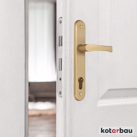KOTARBAU® Door Handle 90 mm Right Left for Profile Cylinder Gold Door Fitting Door Handle Door Handle Set Room Door Latch Aluminium