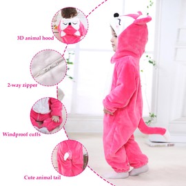 TONWHAR Unisex-Baby Animal Onesie Costume Cartoon Animal Outfit Homewear Kids' One-Piece Rompers(1-3 Months, Rose Fox)