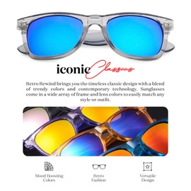 Retro Rewind Translucent Frame Colorful Neon 80s Sunglasses for Men Women - Reflective Mirrored Lens
