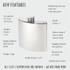 Wentworth Pewter - Plain Polished Pewter Kidney Flask, Hip Flask,