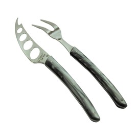 Le Thiers By Neron 2 Piece Laguiole Cheese Knife and Fork Set With Full Plexiglas Handles in Luxury Box