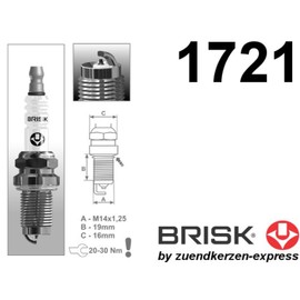 BRISK Iridium Racing DOR12IR 1721 Spark Plugs (Pack of 6)