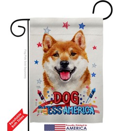 Breeze Decor Patriotic Shiba Inu Garden Flag 2pcs Pack Dog Puppy Spoiled Paw Canine Fur Pet Nature Farm Animal Creature House Decoration Banner Small Yard Gift Double-Sided, Made in USA