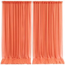 10ft x 10ft Orange Backdrop Curtains, Wrinkle-Free Sheer Chiffon Fabric Backdrop Drapes for Wedding Arch Party Ceremony Stage Decoration