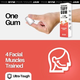 ROCKJAW® Tuff Gum 2.0 with B Vitamins (Stim-Free) - 10 Pack - 100% Xylitol, Aspartame-Free, Sugar-Free (Strawberry Smash)