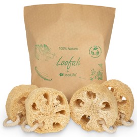 Natural Loofah Exfoliating Sponge (4 Pack) - Loofa Exfoliating Body Scrubber - Biodegradable Organic Loofah Sponge - Shower Luffa Sponges - Shower Lufa - Estropajos para el Cuerpo