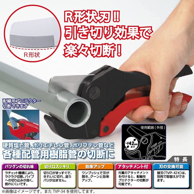 TOP Industrial (TOP) PVC Pipe Cutter Outer Diameter 1.65 inches
