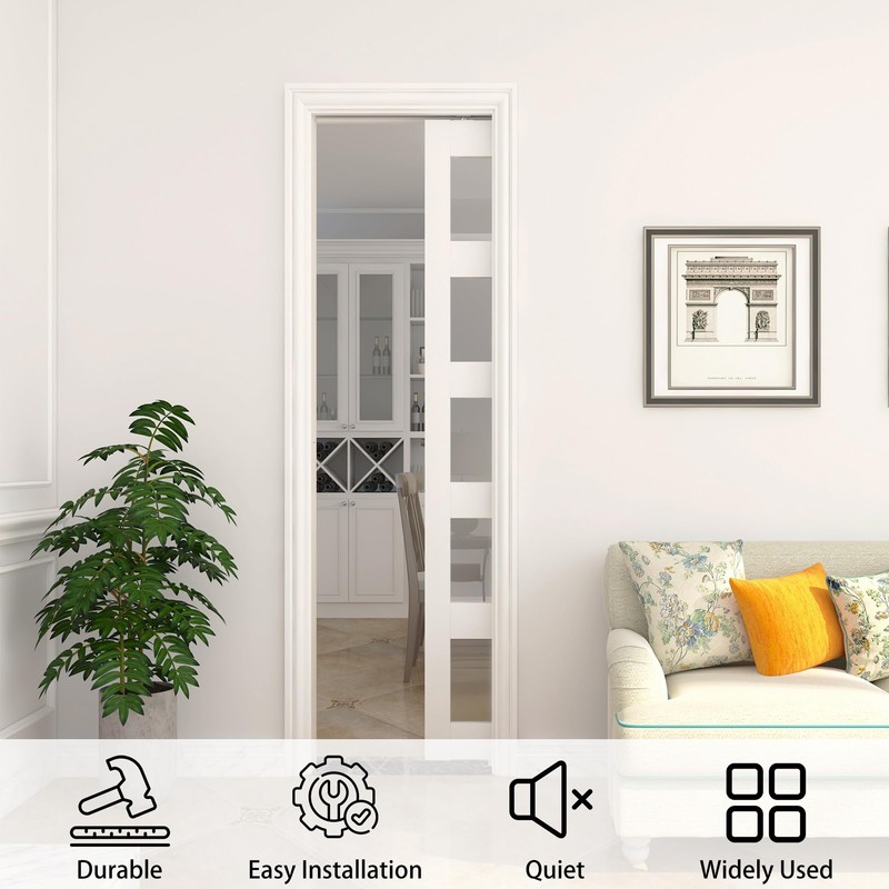 JUBEST 5FT Commercial Grade Pocket Door Hardware and Track Set