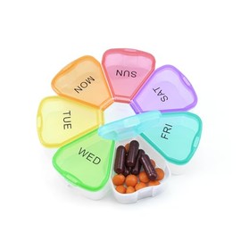 Quacc Cute Weekly Pill Organizer Travel 7 Day Portable Round Floral Pill Case Box Pill Container Medcine Holder for Large Vitamin Fish Oil Pill Medica