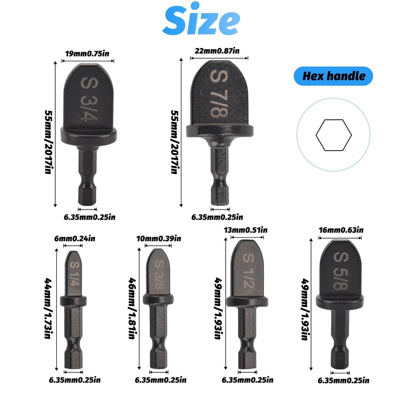 6Pcs Pipe Expander Tool,Swaging Drill Bit Set,Air Conditioner Copper Pipe