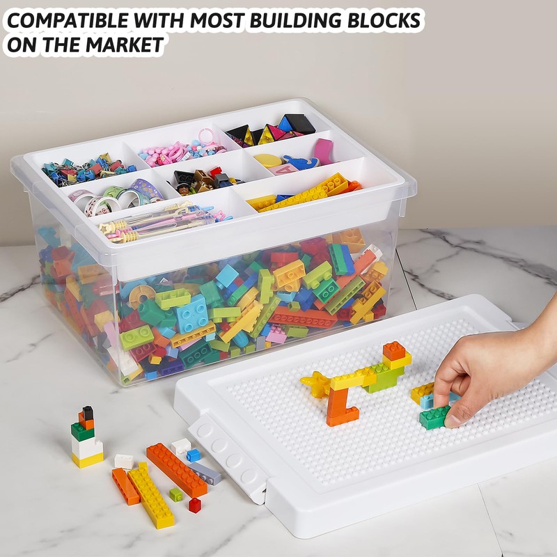 loobuu Plastic Storage Bins with Lids - 1 Set Stackable