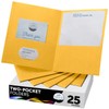 FILE-EZ Two-Pocket Folders, Yellow, 25-Pack, Textured Paper, Letter Size (EZ-32570)