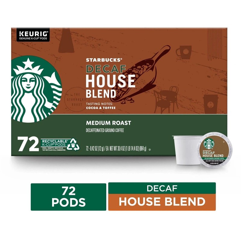 Starbucks Decaf Medium Roast K-Cups, House Blend (72 ct.)