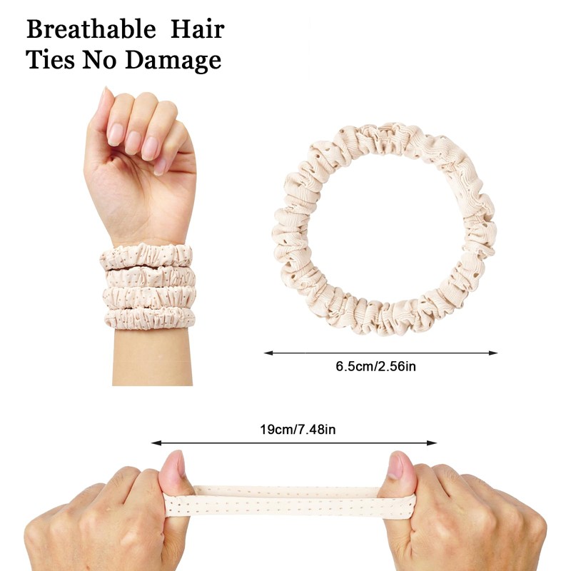 Breathable Blonde Hair Ties, Perforated Stretchable Elastic Bands, No Damage