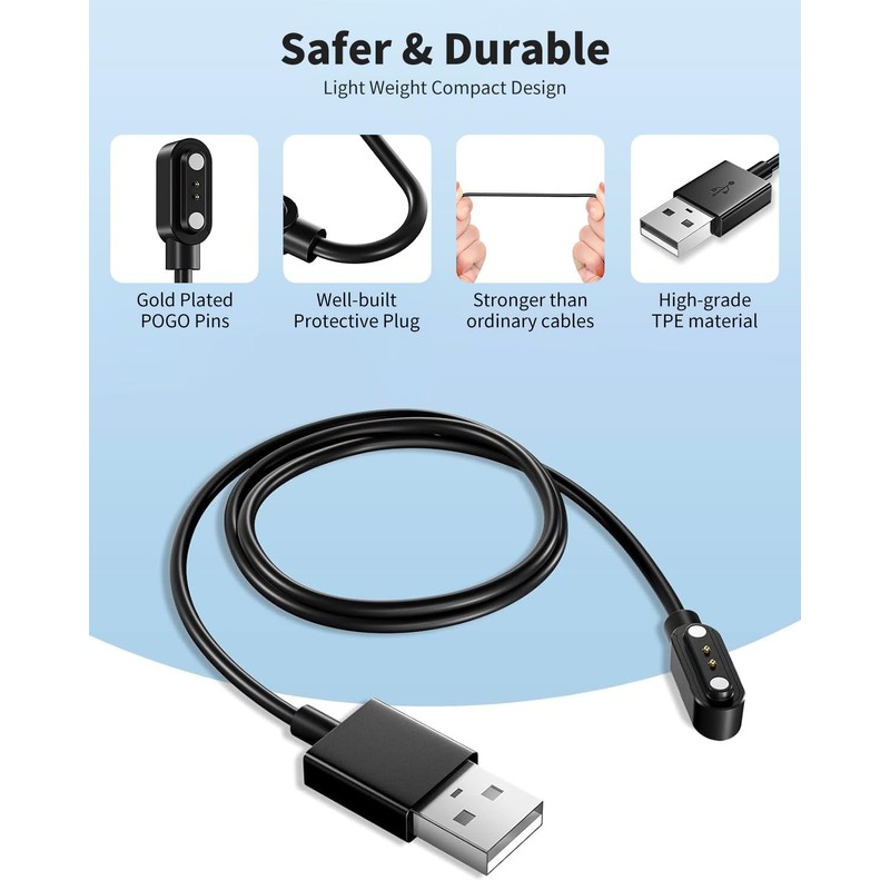 YANMONGI Smart Watch Charger for TORJALPH 3.3Ft/100cm 2 Pin USB