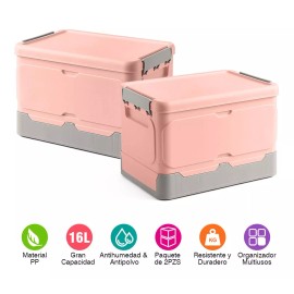 Trixter Caja Almacenamiento Plegable 2pzs Organizador Hogar Con Tapa