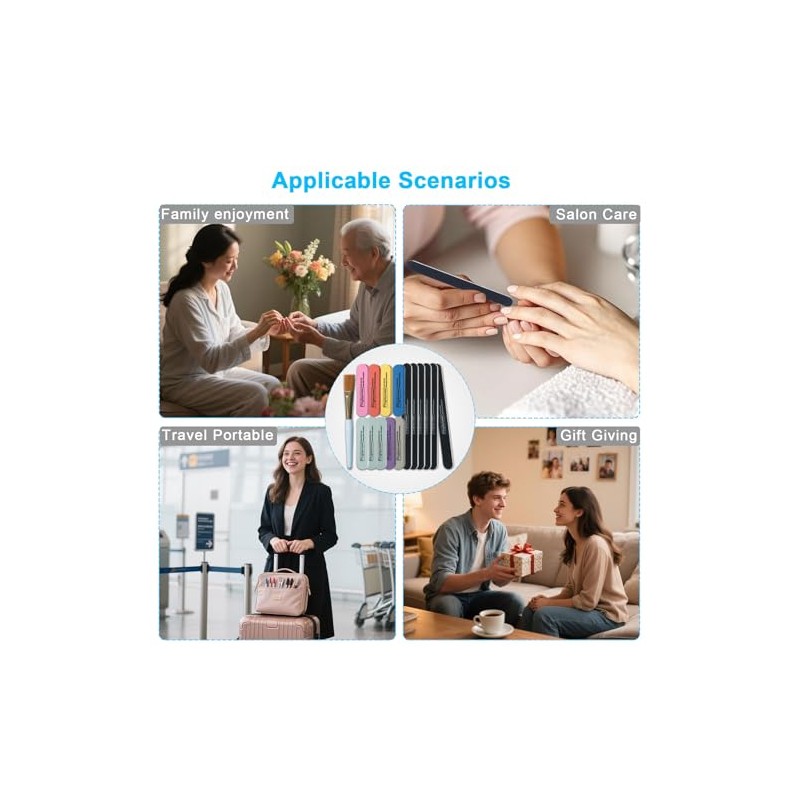 Limas de uñas y pulidores de múltiples granos, kit de