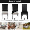 Treaful Dining Room Chair Covers, 6pcs Removable Black Chair Covers,