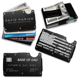Slim Minimalist Front Pocket RFID Blocking Metal Wallets for Men with Money Clip Gifts For Dad Father's Day Gifts
