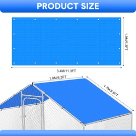 Nuanchu Chicken Coop Cover Waterproof and UV, 11.3 * 6.3 FT Chicken Run Cover for Winter with 18 Ball Bungees Cords Coop Tarp Shade Cloth for Large Coop Walk in Run Pen(Blue)