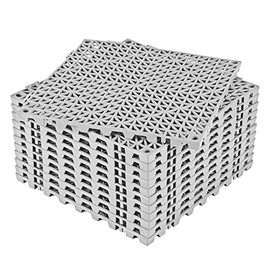 Modular Interlocking Cushion 12 Pcs 11.8" x 11.8" Interlocking Rubber Floor Drain Holes Non-Slip Splicing Drainage Mats for Deck, Shower, Kitchen, Drain Pool, Sauna Bath, Indoor Outdoor (Gray)