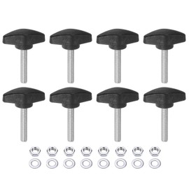 HARFINGTON 8pcs Tee Wing Knobs M6 x 35mm Metric Thread 36mm T Head Plastic Handles Thumb Screws Hand Clamping Threaded Stud Knob Grip Thumbscrew with Nuts Washers, Black