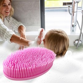 Rubber Body Scrubber - Double-Sided, Soft Bristles Body Exfoliator - Handheld Cleansing Skin Brush, Boy Girl Shower Bath Brush For Deep Clean & Soft Skin